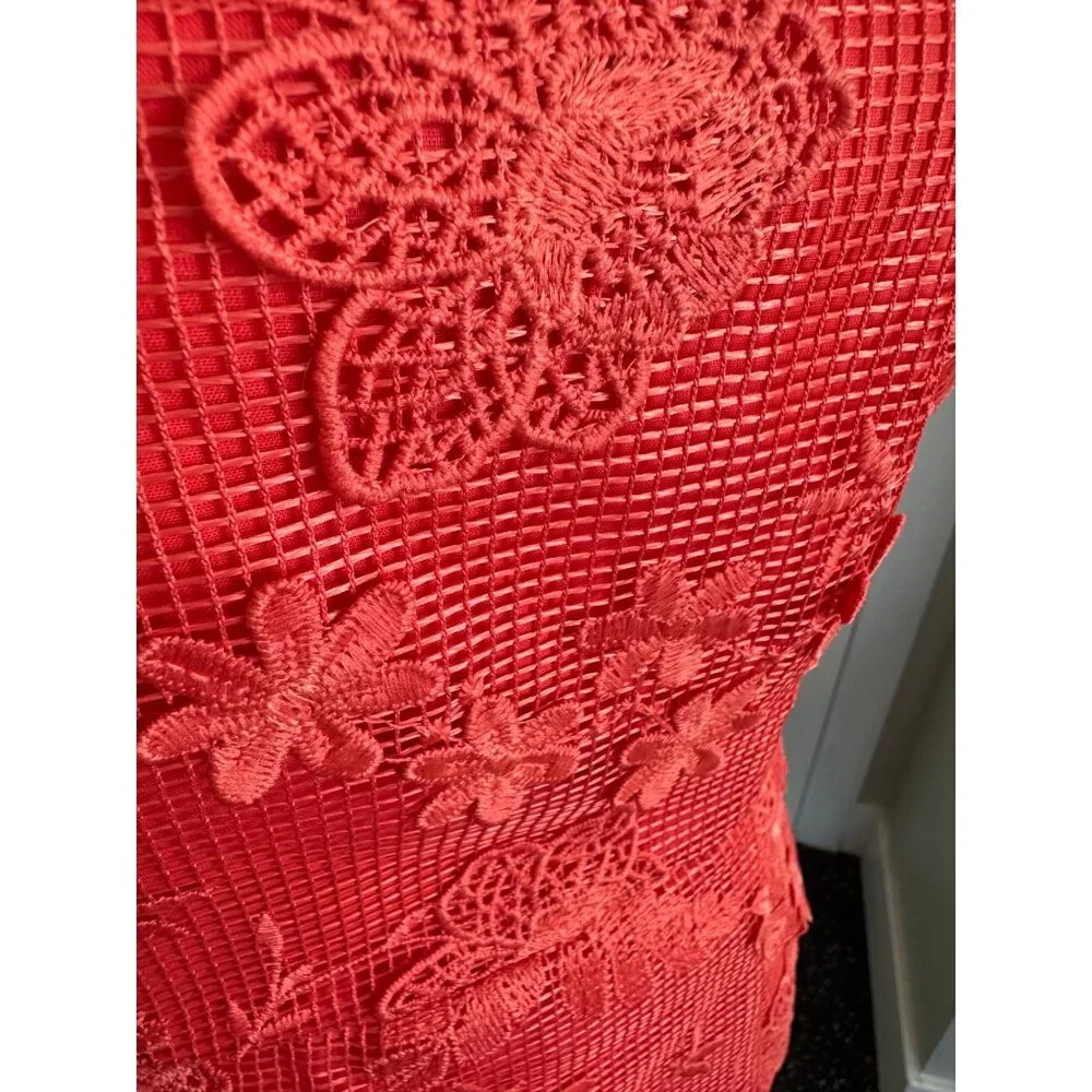 Romeo Juliet Couture Coral Lace Overlay Sleeveless Dress Medium Womens NWT Core - Picture 12 of 16